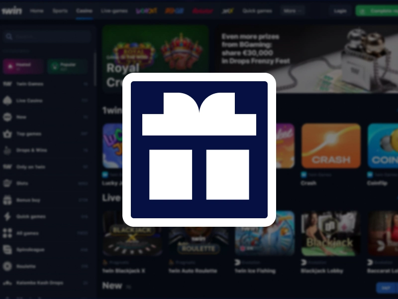 Screenshot of the 1Win official page displaying the gift icon